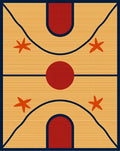 Retro Orange Star Basketball Court Rug