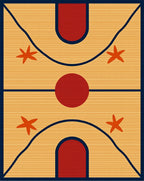 Retro Orange Star Basketball Court Rug