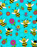 Happy Yellow Bees Floral Playful Rug