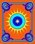 Vibrant Sun Swirl Border Rug