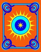 Vibrant Sun Swirl Border Rug