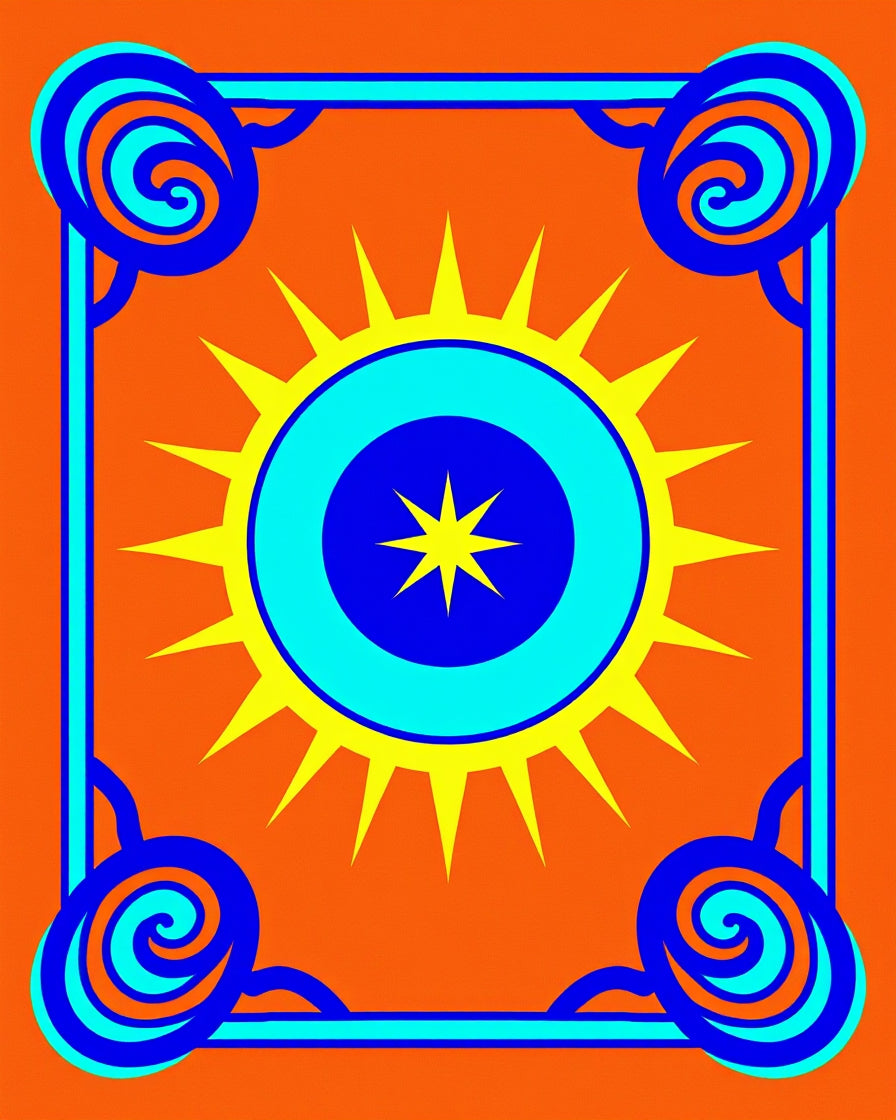 Vibrant Sun Swirl Border Rug