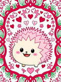 Cute Hedgehog Heart Frame Rug