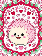 Cute Hedgehog Heart Frame Rug
