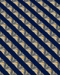 Navy Blue Golden Woven Diagonal Stripes Rug