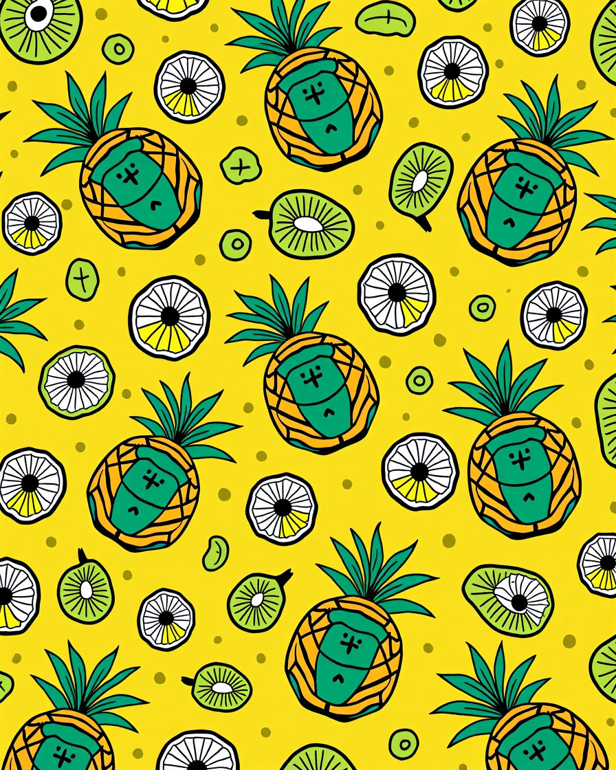 Sunshine Yellow Pineapple Fruit Medley Rug
