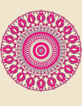 Vibrant Pink Mandala Circular Motif Rug