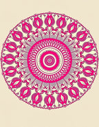 Vibrant Pink Mandala Circular Motif Rug