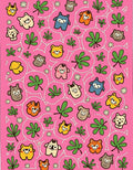 Whimsical Pink Cartoon Critters Garden Rug