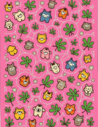 Whimsical Pink Cartoon Critters Garden Rug
