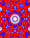 Crimson Blue Floral Mandala Medallion Rug