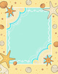 Coastal Starfish Shell Beach Border Rug