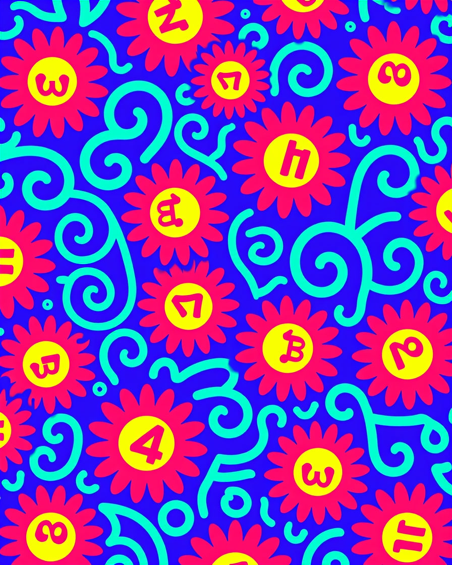 Bright Red Yellow Floral Swirl Rug