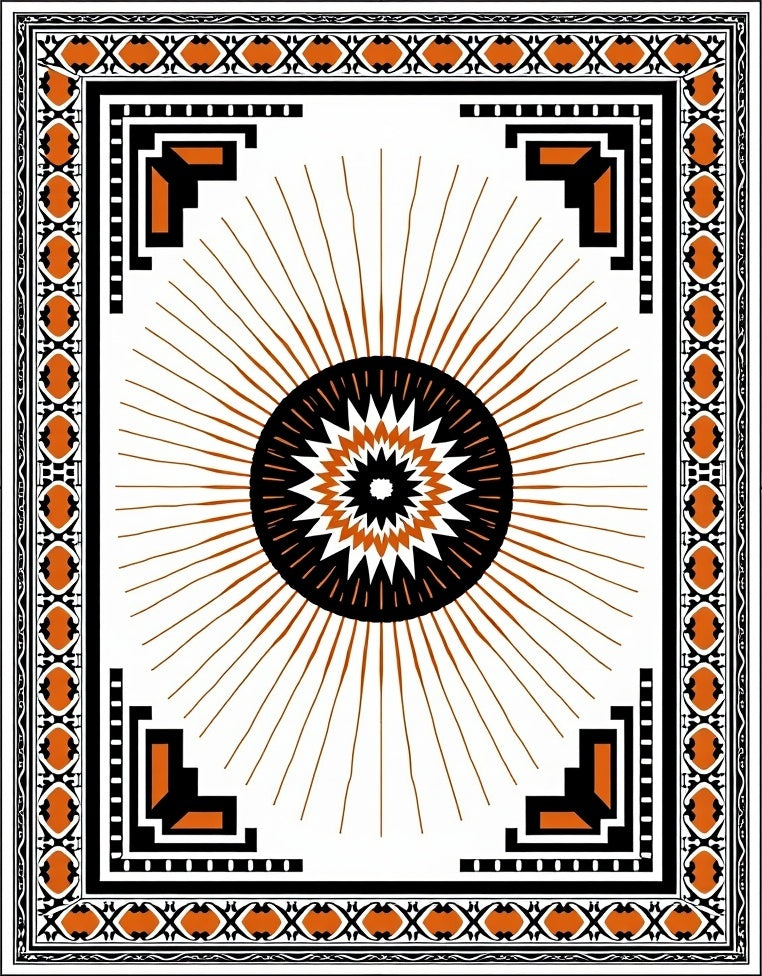 Geometric Radial Burst Sunburst Rug