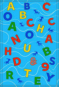Colorful Alphabets Amidst Swirling Waves Rug