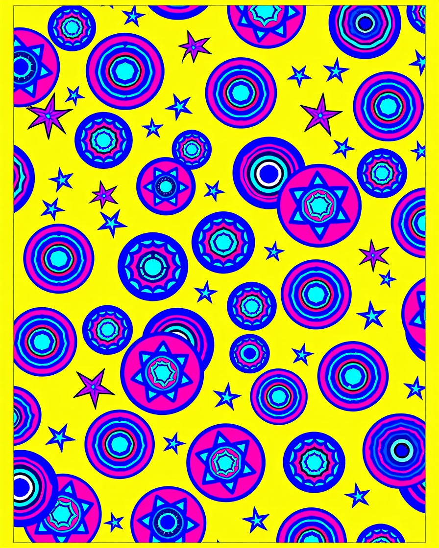 Vibrant Yellow Starburst Circle Medallion Rug