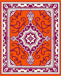 Vibrant Orange Plum Medallion Border Rug