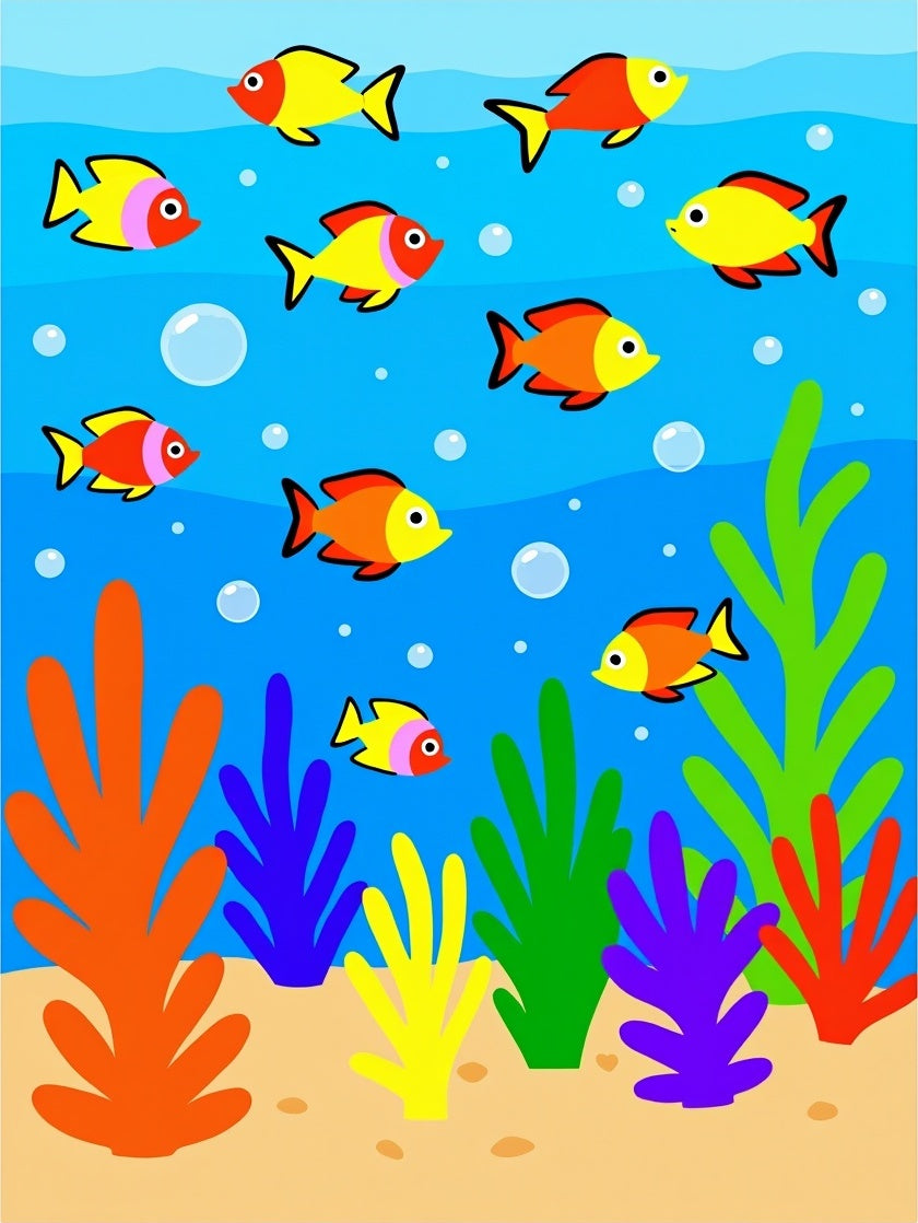 Whimsical Fish Coral Reef Scene Rug