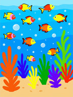 Whimsical Fish Coral Reef Scene Rug