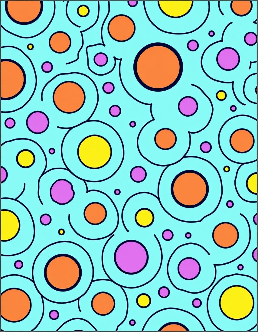 Retro Teal Bubbles Orange Purple Yellow Rug