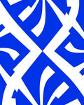 Bold Blue White Abstract Overlay Rug