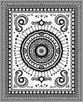 Black White Mandala Medallion Border Rug