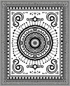 Black White Mandala Medallion Border Rug