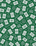 Green White Card Folk Art Rug