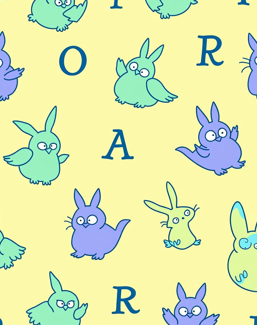 Whimsical Purple Mint Bunny Birds Rug