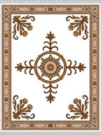Grand Floral Medallion Brown Ochre Rug