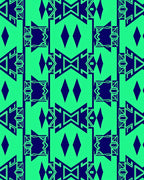 Bold Blue Geometric Diamond Emerald Rug
