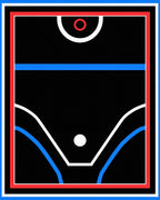 Bold Geometric Black Red Blue White Rug