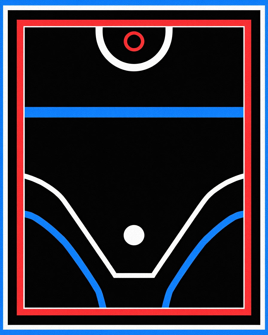 Bold Geometric Black Red Blue White Rug