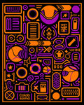 Vibrant Orange Purple Geometric Collage Rug