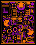 Vibrant Orange Purple Geometric Collage Rug