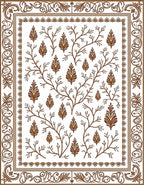 Brown Botanical Branch Medallion Rug
