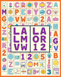 Retro Alphabet Grid Colorful Rug