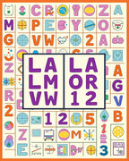 Retro Alphabet Grid Colorful Rug