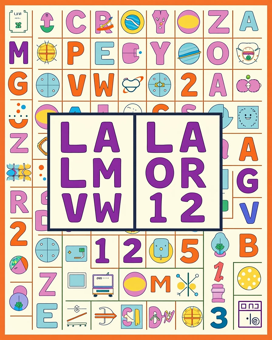 Retro Alphabet Grid Colorful Rug