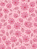 Pink Floral Vines Line Art Rug