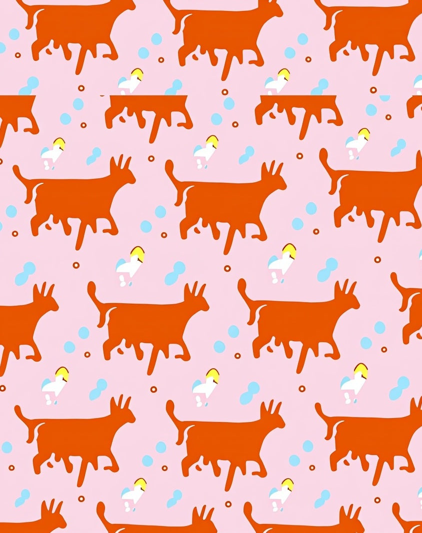 Orange Goat Pink Bubble Whimsical Repeat Rug