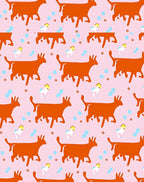 Orange Goat Pink Bubble Whimsical Repeat Rug
