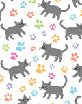 Gray Cats And Colorful Paws Rug
