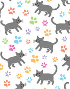 Gray Cats And Colorful Paws Rug