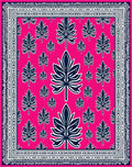 Vivid Pink Navy Leaf Scatter Area Rug