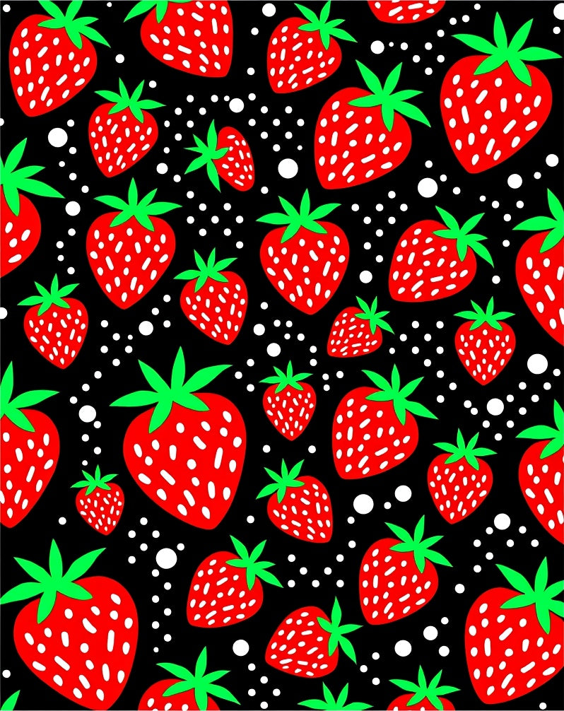 Charming Red Strawberry Black Dots Rug