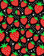 Charming Red Strawberry Black Dots Rug