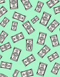 Mint Green Cartoon Money Bills Rug