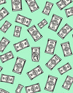Mint Green Cartoon Money Bills Rug