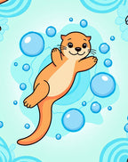 Cute Orange Otter Bubbles Underwater Rug